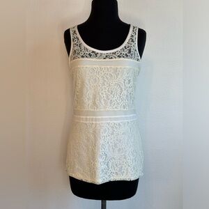 Express Lace Tank Top - Cream & White - Size Small
